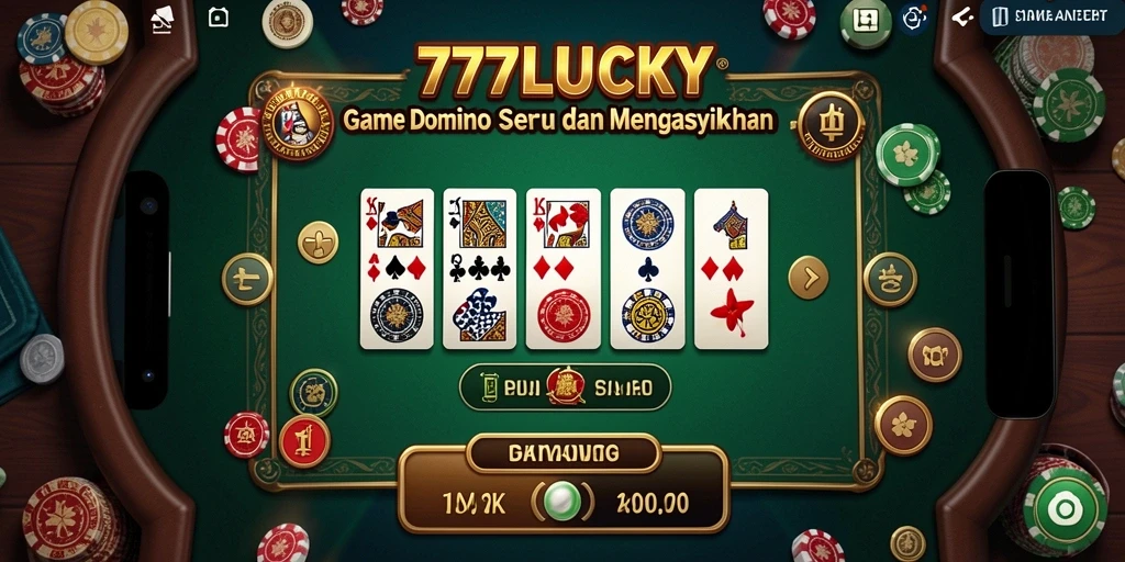 Tampilan gameplay seru dalam 777LUCKY yang menampilkan adu strategi Domino.