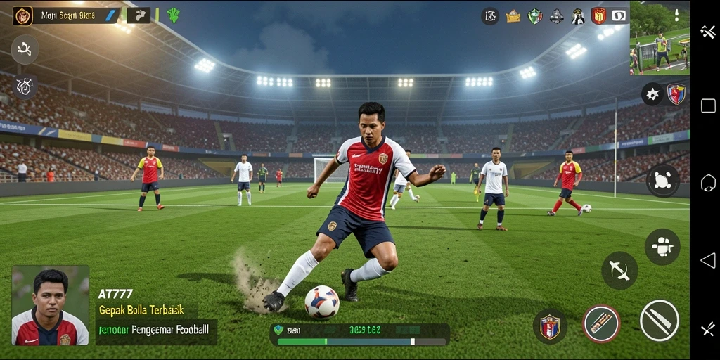 Tampilan gameplay menarik di AT777 dengan aksi sepak bola yang realistis.