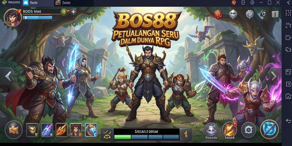 Screenshot utama BOS88 menampilkan pertarungan epik dalam dunia RPG yang mengesankan.
