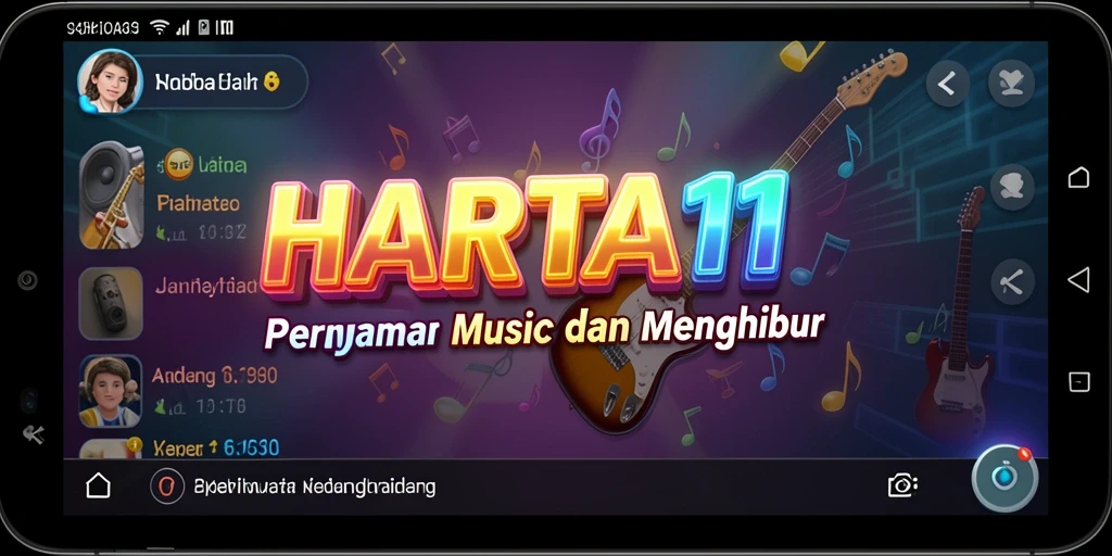 Tampilan gameplay HARTA11 dengan tantangan musik yang seru.