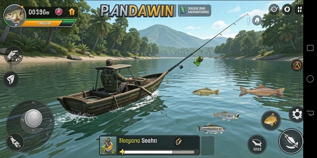 Tangkapan ikan yang menakjubkan dalam gameplay PANDAWIN.