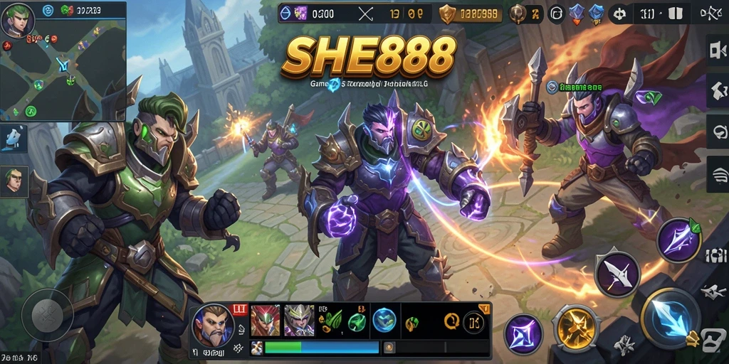 Tampilan gameplay menarik dari <strong>SHE888</strong> yang menunjukkan strategi pertempuran dan pembangunan kota.